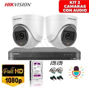 Kit 2 Cámaras De Seguridad Full HD CON AUDIO Disco Duro 1TB